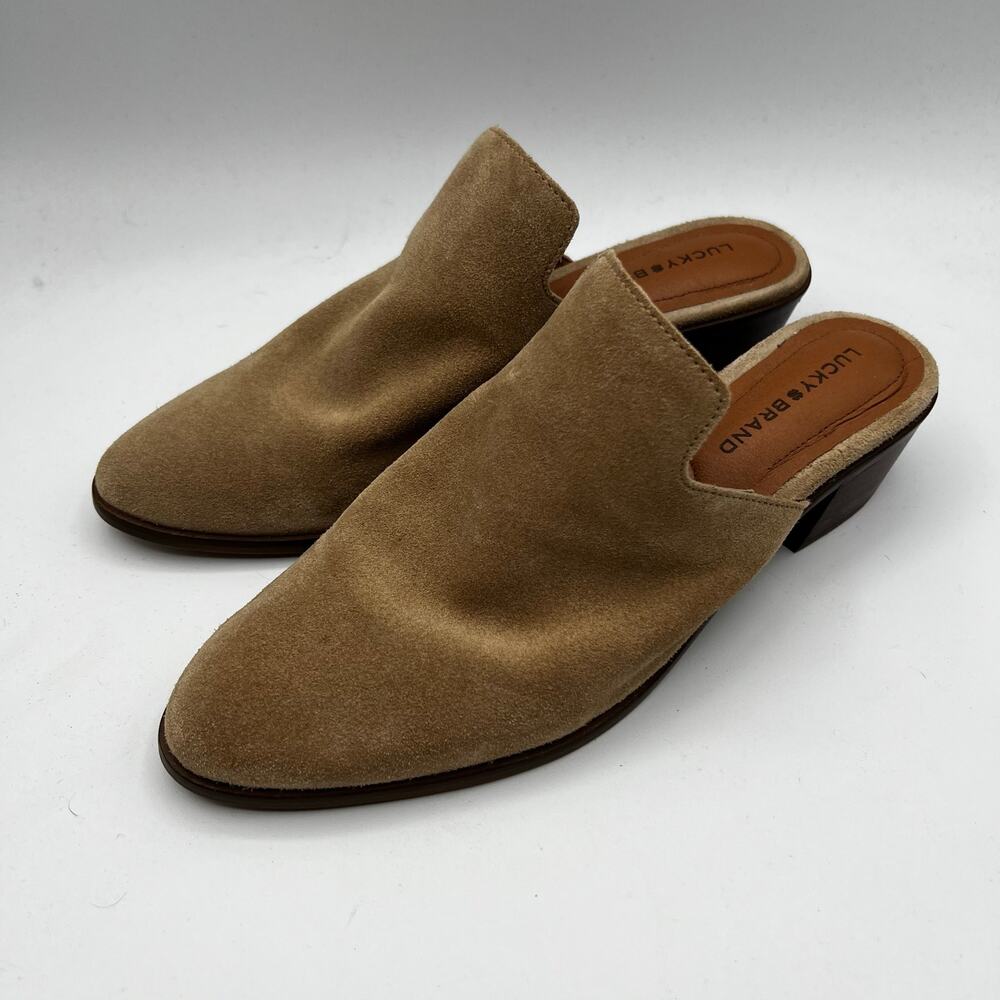 Lucky Brand Heeled Slip On Suede Mule‎ Shoes Size 8.5